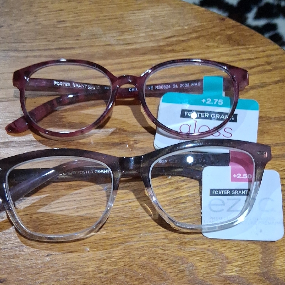 NWT (2) Womens Foster Grant Reading Glasses 1-+2.75 & 1-+2.50
